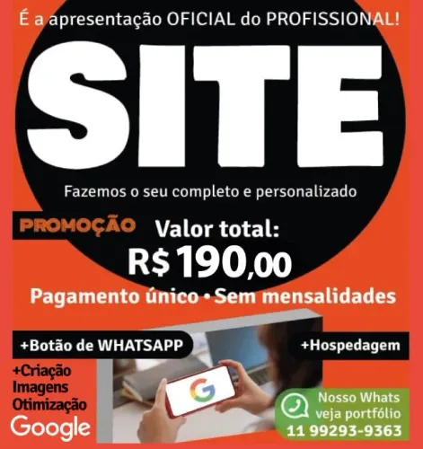 SITE PRÓPRIO: CRIAMOS O SEU COMPLETO COM GOOGLE WHATSAPP E SEM MENSALIDADES