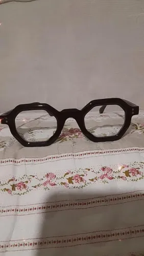 Armação de óculos sextavada preta unisex