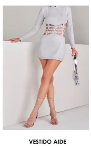 Vestido Mondabelle prata claro