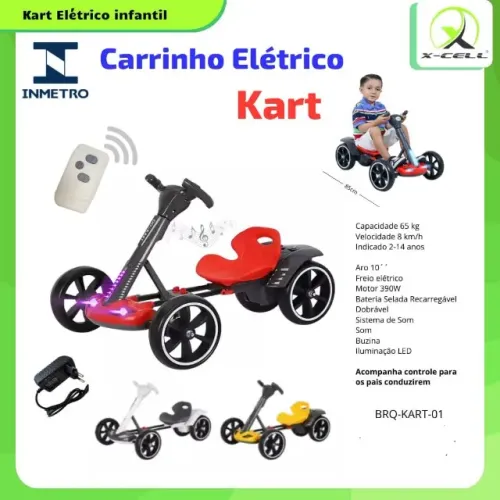 Carrinho Elétrico Infantil Kart com Luz LED e Som