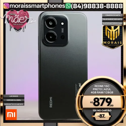 Redmi 15c - Azul, Preto - 128GB | 4GB RAM - LACRADISSIMO | ENTREGA IMEDIATA |