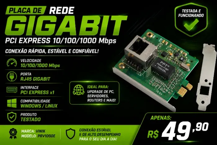 Placa de Rede PCI Express Gigabit 10/100/1000 Vinik PRV1000E