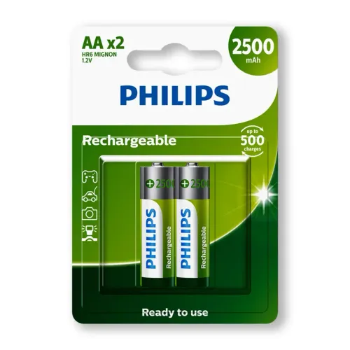 Pilha Recarregavel AA Philips Bateria 2A 2500mAh