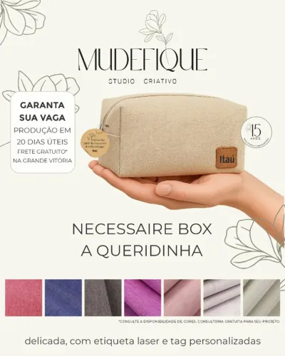 Mini Necessaire Linho Com Etiqueta Laser - Chique, Empresa, Cnfraternização, Casamento