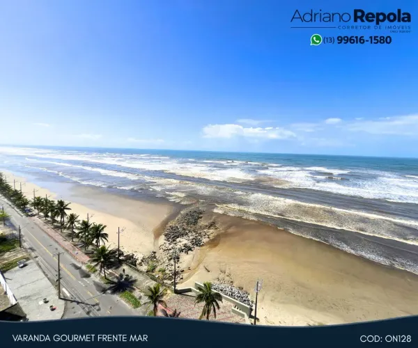 Apartamento 3 dormitórios frente mar - Varanda gourmet Frente mar - Lazer completo