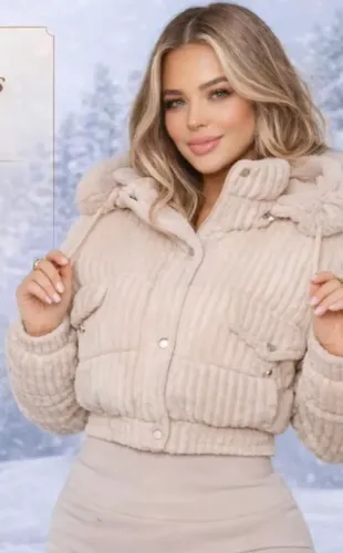 Jaqueta feminina puffer casaco bobojacu Cotelê igual ao anúncio