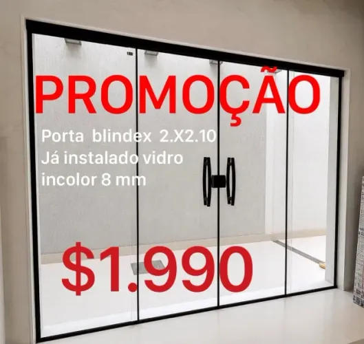 PROMOÇAO PORTA DE VIDRO TEMPERADO 8 MM 2L X 2.10 ALTURA