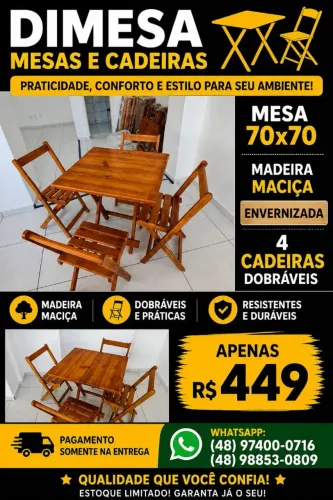 Fábrica de mesas e cadeiras. Tudo a pronta entrega. Pague somente na entrega PROMOÇÃO 