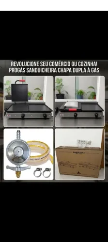 Sanduicheira chapa a gás 66x43 cm usada uma vez com mangueira e registro