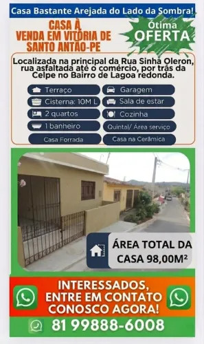 Vende-se Casa em VITÓRIA DE SANTO ANTÃO/PE por trás da Subestação da Celpe no Maúes