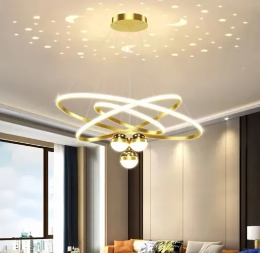 Lustre Pendente LED Moderno Dourado - 60cm