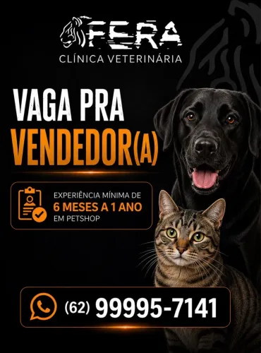 Vaga para vendedor Pet Shop
