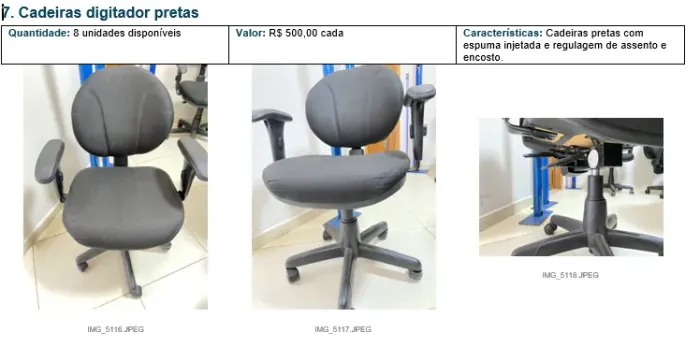 7. Cadeiras digitador pretas