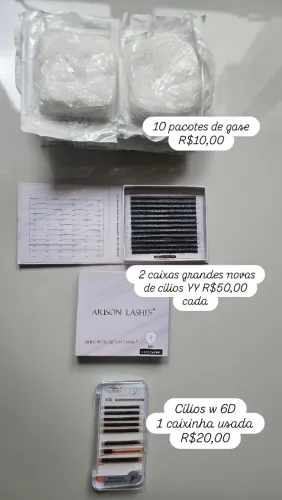 Produtos para extensão de cílios e maquiagem