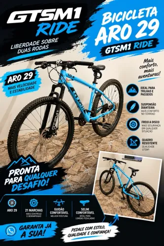 Bicicleta 29 GTS M1 Freio a Disco 21v Ride New Color