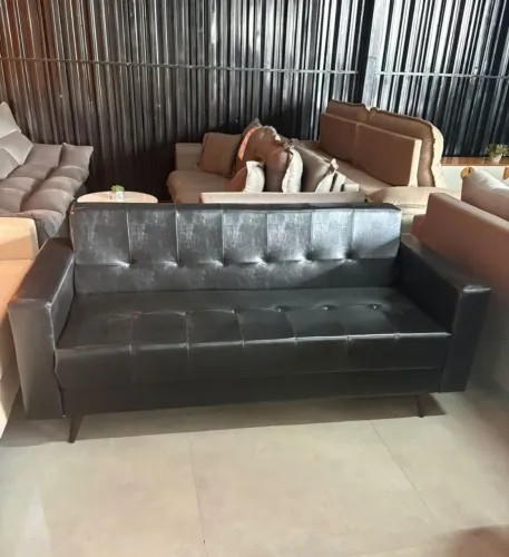 Sofá de couro preto, novos entrega em 24h