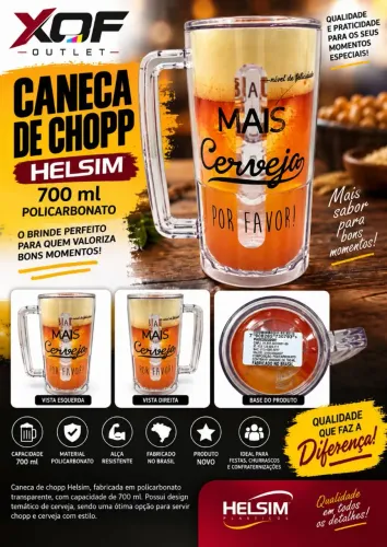 Caneca de Chopp Helsim 700 ml - Policarbonato