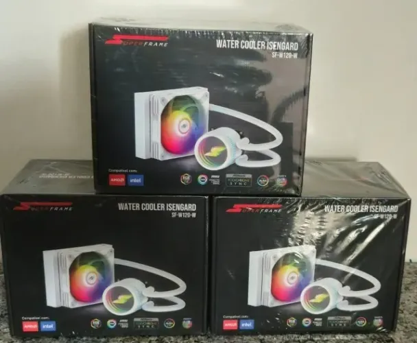 water cooler superframe isengard argb 120mm intel amd branco novo lacrado nota e garantia