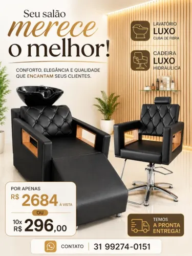 Móveis para salão Lavatório luxo fibra e Cadeira Luxo hidráulica