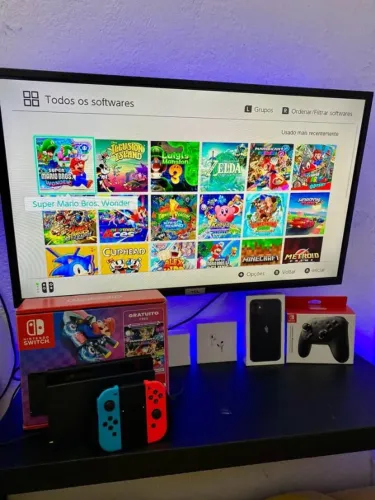 NINTENDO SWITCH V2 128GB DESBLOQUEADO NOVO NA CAIXA ITEM DE COLECIONADOR 