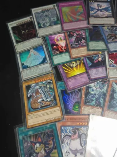 hyper lote 50 cartas caras yugioh - donzela, fusão luzluna, sosia, dragão branco, maga neg