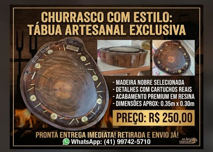 Tábua madeira para Churrasco