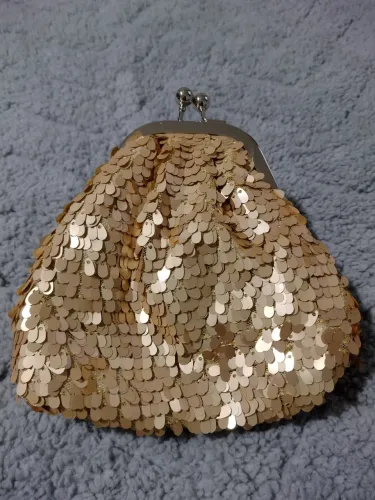Bolsa clucth em paetê bege/nude