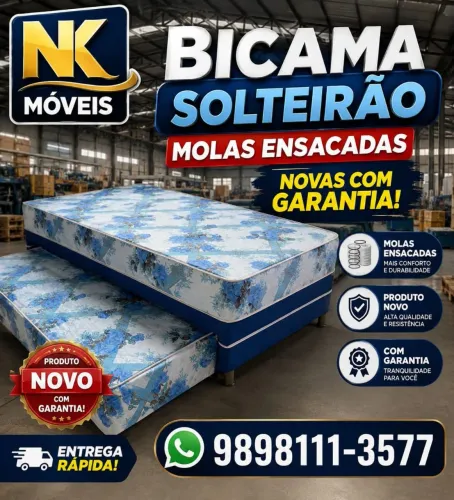 Promoção de Bicamas de solteiro e solteirão de espuma e molas ensacadas novas