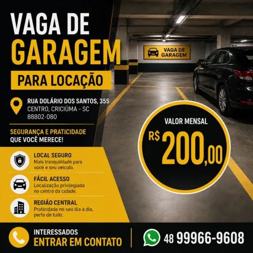 ? VAGA DE GARAGEM PARA LOCAÇÃO