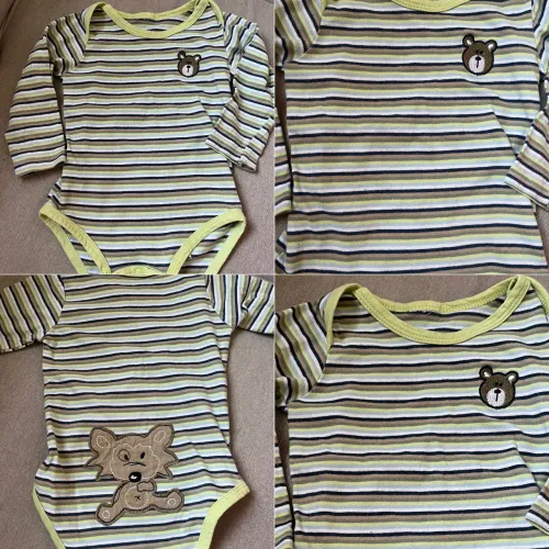 Body Bebê Manga Longa Tip Top Listrado com Ursinho - Tam. M