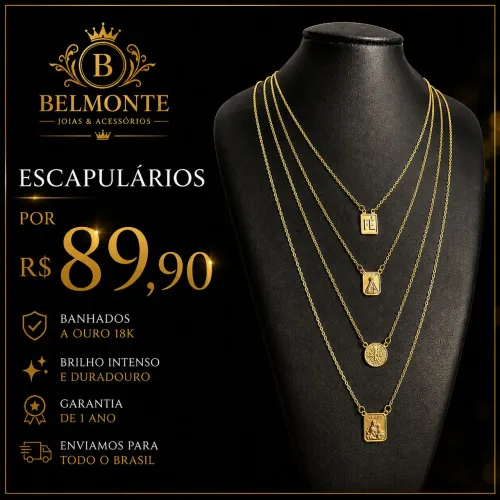 Escapulario banhado a ouro 18k