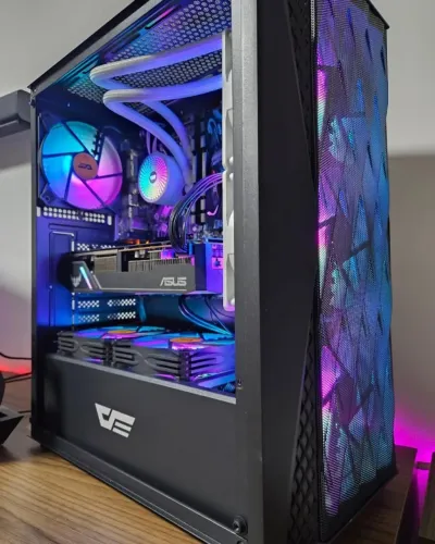 PC Gamer Ryzen 5 5500 RX 5600 XT 16GB RAM 512GB NVMe Water Cooler 240mm 6 Fans RGB