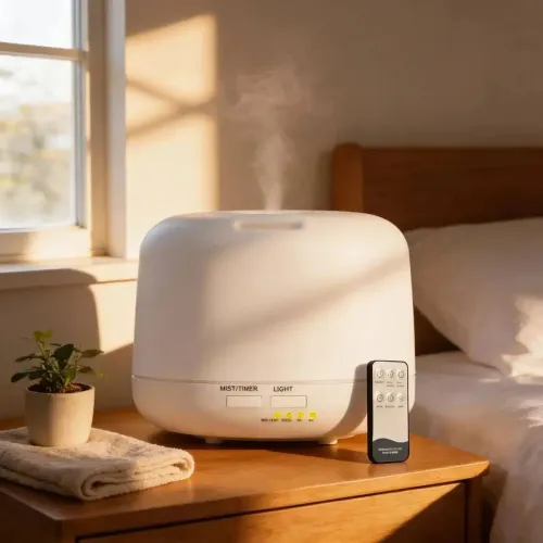 Umidificador de ar ultrassônico aromatizador abajur 500ml cores com controle remoto