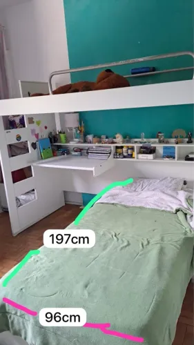 Beliche com cama auxiliar + escrivaninha - Excelente aproveitamento de espaço