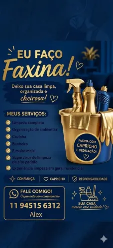 Faxineiro e diária especialista em limpeza alto padrão 