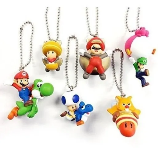 Super Mário Bros Chaveiro Danglers Nitendo Lote Com 6 Personagens Raro!