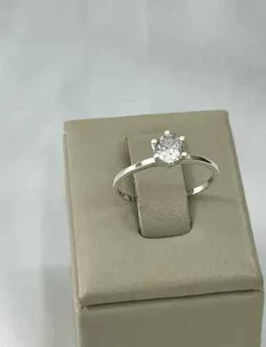 Anel solitario namoro 15 anos noivado ouro branco
