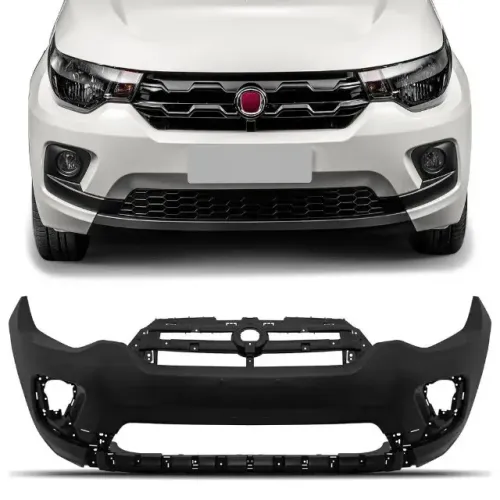 Parachoque Fiat Mobi 2017 à 2020 - Preto Liso - Furo Farol Auxiliar - R2A