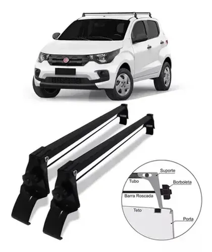 Rack Teto Fiat Mobi 4P - Preto Material Aço - VP 985