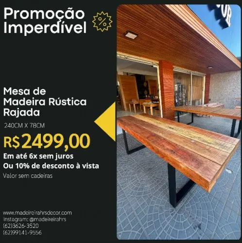 Mesa de Madeira Maciça Rústica em Madeira Demolição apenas R$2000