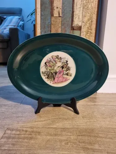 travessa antiga de porcelana geb bavária verde