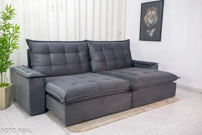Sofá Retrátil Reclinável Atenas 2.90m D33 e Molas Ensacadas rf54