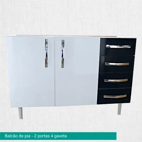 Balcão de pia 1,20 2 portas e 4 gavetas em promoção *