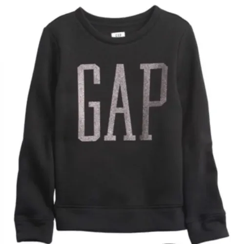 Blusa de Moletom Gap Original menina Kids TAM 8 - preto (logo com glitter)