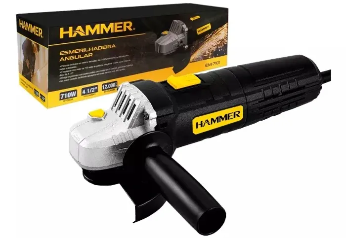 Esmerilhadeira Lixadeira Angular 4.1/2 Pol 115Mm 710W Gyem7101 Hammer