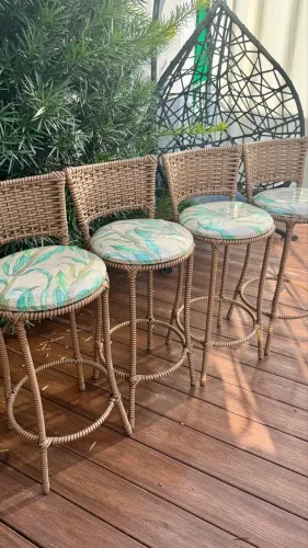 Banquetas fibra junco balcão churrasqueira cozinha