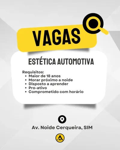 Vaga de Emprego em Estética Automotiva 