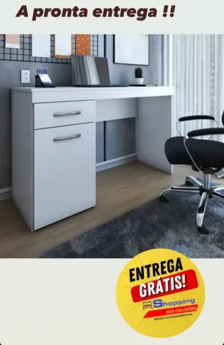 Escrivaninha branca com gaveta e porta - Pronta entrega!