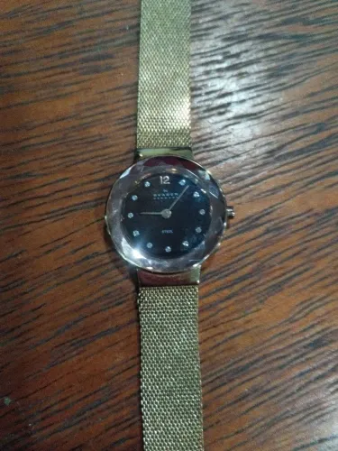 Relógio Skagen Leonora rose de aço inoxidável com pulseira mesh