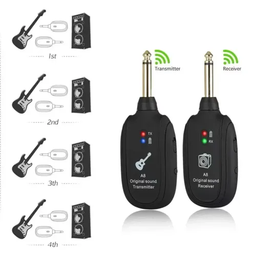 Sistema Sem Fio para Guitarra A8 - Transmissão de Áudio
